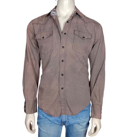 Rodeo Clothing Co. Western Shirt Size Medium Brown Long Sleeve Snap Buttons - Picture 1 of 10